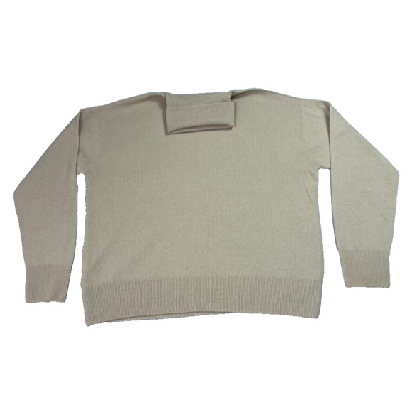Zara Sweater Womens Medium Turtleneck Oatmeal Knit 100% Wool Lightweight - Picture 2 of 8
